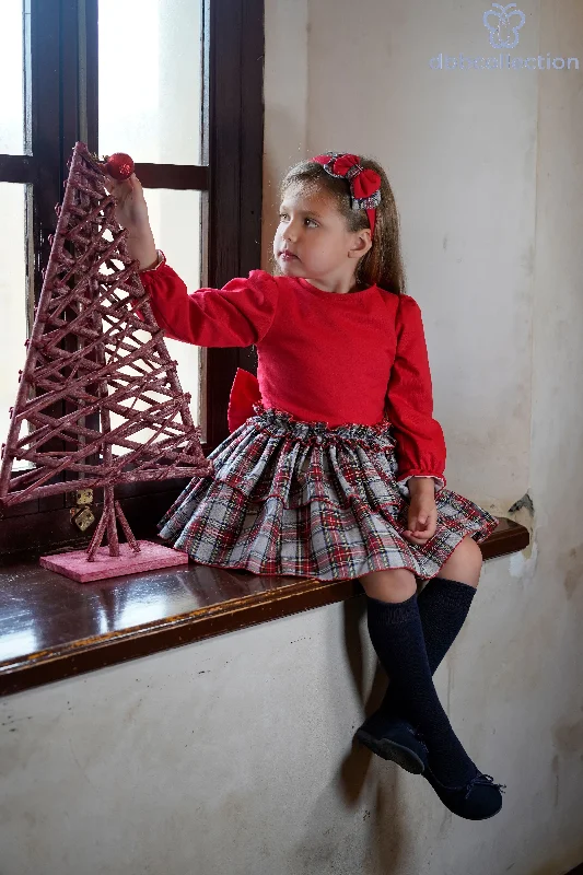 DBB Collection AW24 - Girls Red & Tartan Print Dress