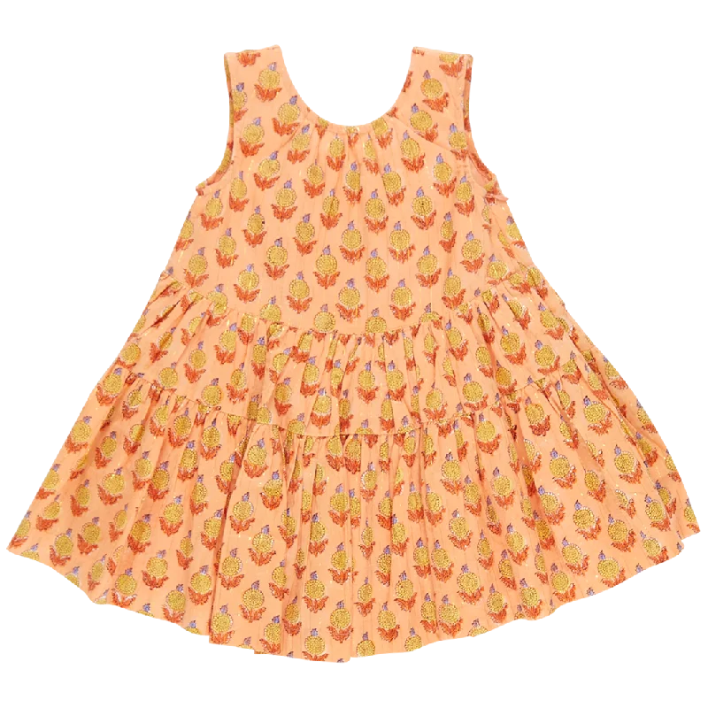 Girls Eloise Dress - Orange Dahlia